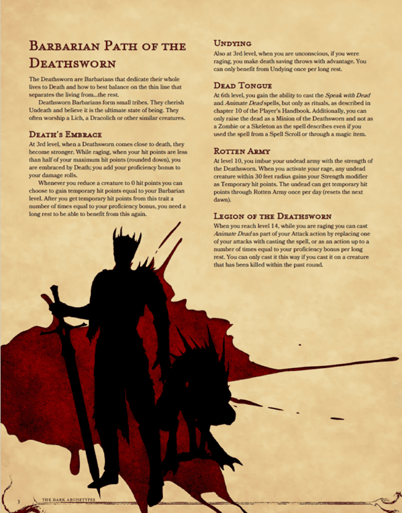 Barbarian Path of the Deathsworn